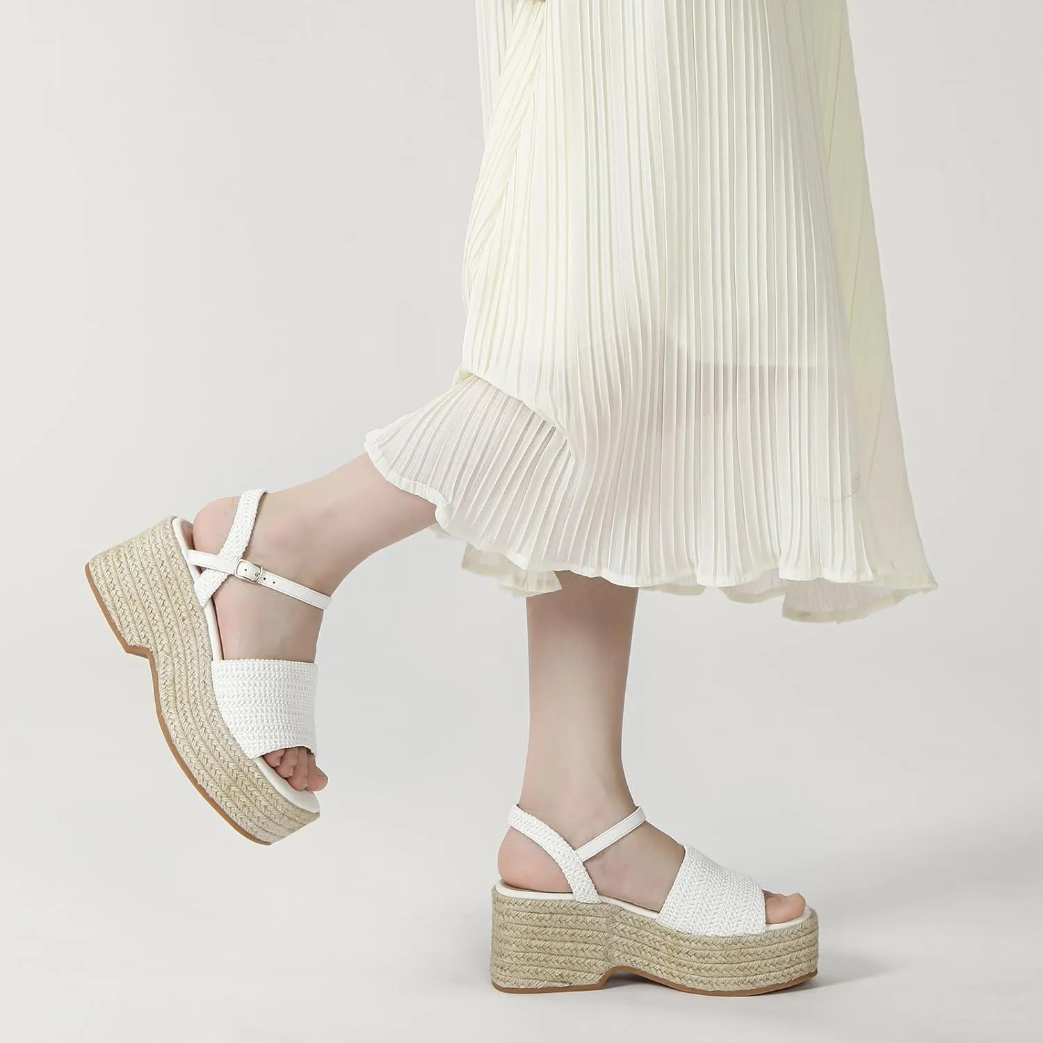 Women's Platform Espadrille Wedge Sandals Arch Support Ankle Strap Open Toe Casual Sandal