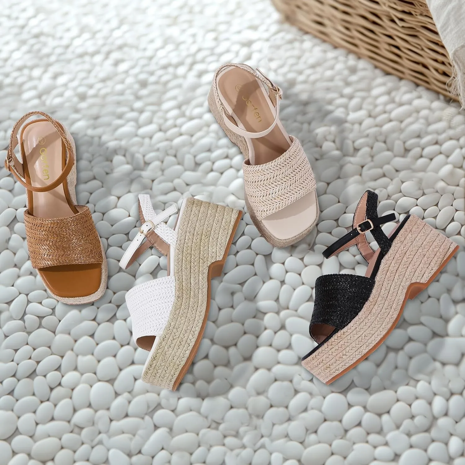 Women's Platform Espadrille Wedge Sandals Arch Support Ankle Strap Open Toe Casual Sandal