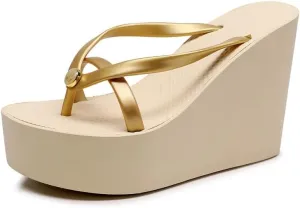 Womens Platform Flip Flops Wedges Sandals for Women Wedge Flip Flops Dressy Summer Chunky Thong Heels for Women
