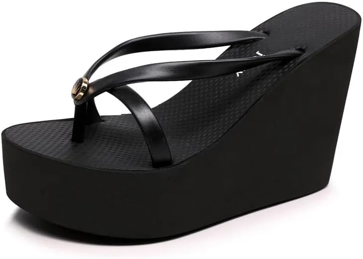 Womens Platform Flip Flops Wedges Sandals for Women Wedge Flip Flops Dressy Summer Chunky Thong Heels for Women