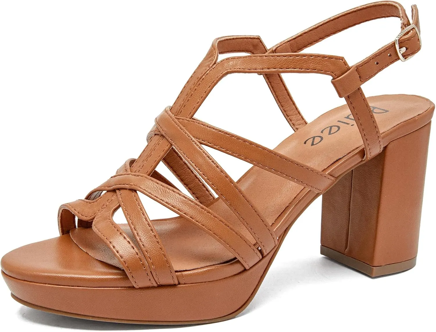 Women's Platform Heels Chunky Heeled Sandals, Ankle Strappy Round Open Toe Dressy Shoes Wedding Party High Pump Heels for Women.