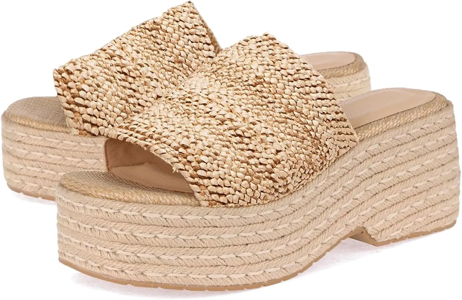 Womens Platform Sandals Slip On Wedge Slides Sandals Flatform Espadrilles Open Toe Summer Outdoor bohemian beach sandals