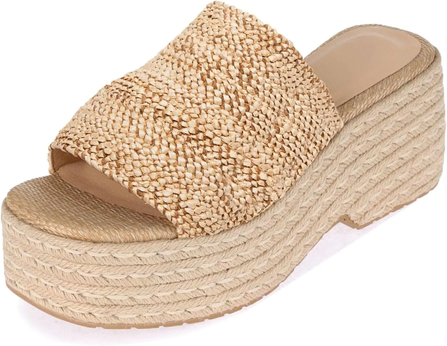 Womens Platform Sandals Slip On Wedge Slides Sandals Flatform Espadrilles Open Toe Summer Outdoor bohemian beach sandals