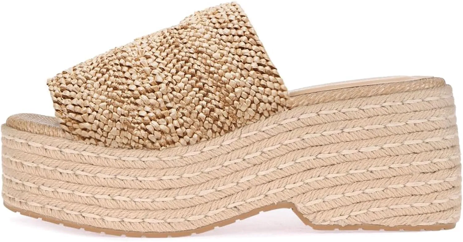 Womens Platform Sandals Slip On Wedge Slides Sandals Flatform Espadrilles Open Toe Summer Outdoor bohemian beach sandals