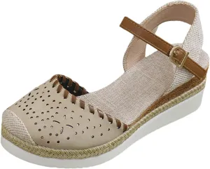 Womens Platform Wedge Espadrille Sandals Summer Dressy Slingback Closed Toe Ankle Buckle Strap Sandal Beach Comfortable Dress Shoes