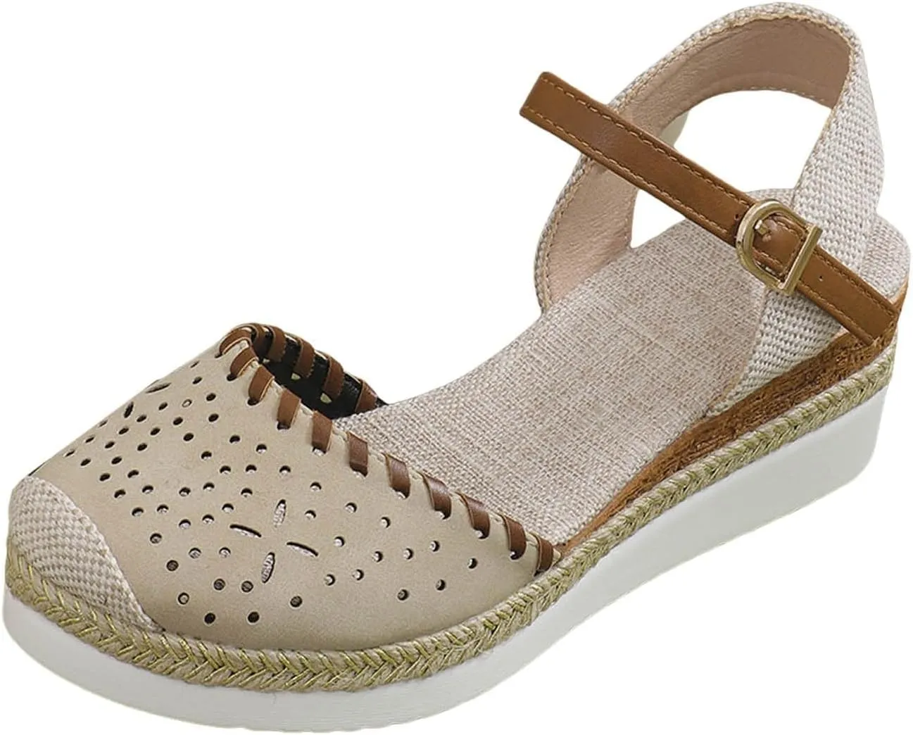 Womens Platform Wedge Espadrille Sandals Summer Dressy Slingback Closed Toe Ankle Buckle Strap Sandal Beach Comfortable Dress Shoes