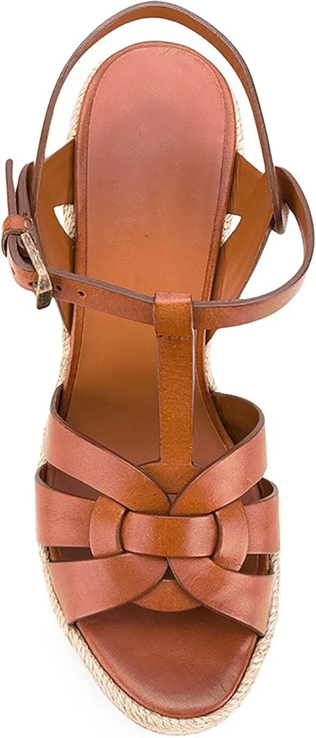 Women's Platform Wedge Sandals Simple Open Toe Lace Up Braided Espadrille Wedge Sandals Comfy Sexy Summer Ankle Strap Party Dress Sandals