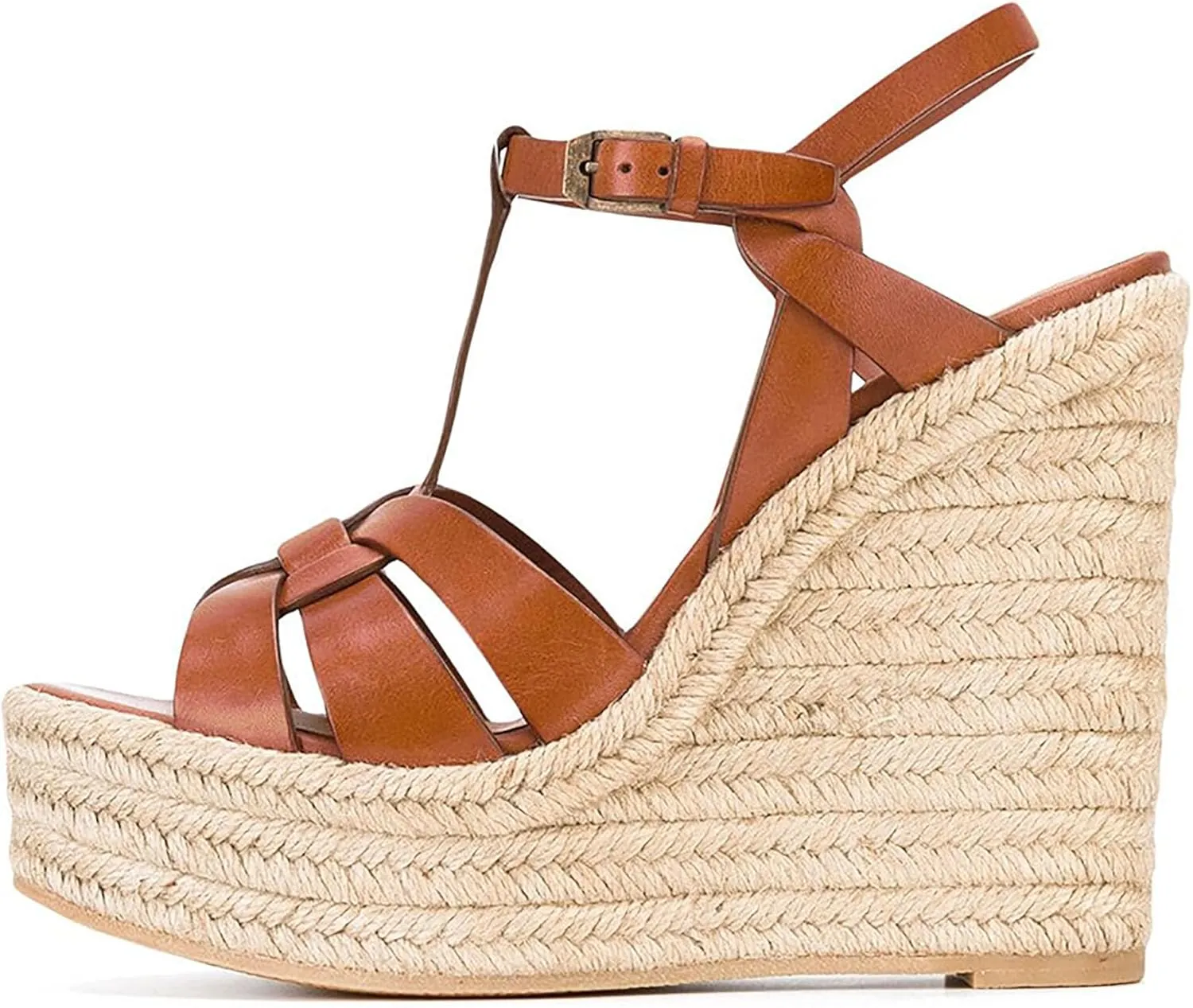 Women's Platform Wedge Sandals Simple Open Toe Lace Up Braided Espadrille Wedge Sandals Comfy Sexy Summer Ankle Strap Party Dress Sandals