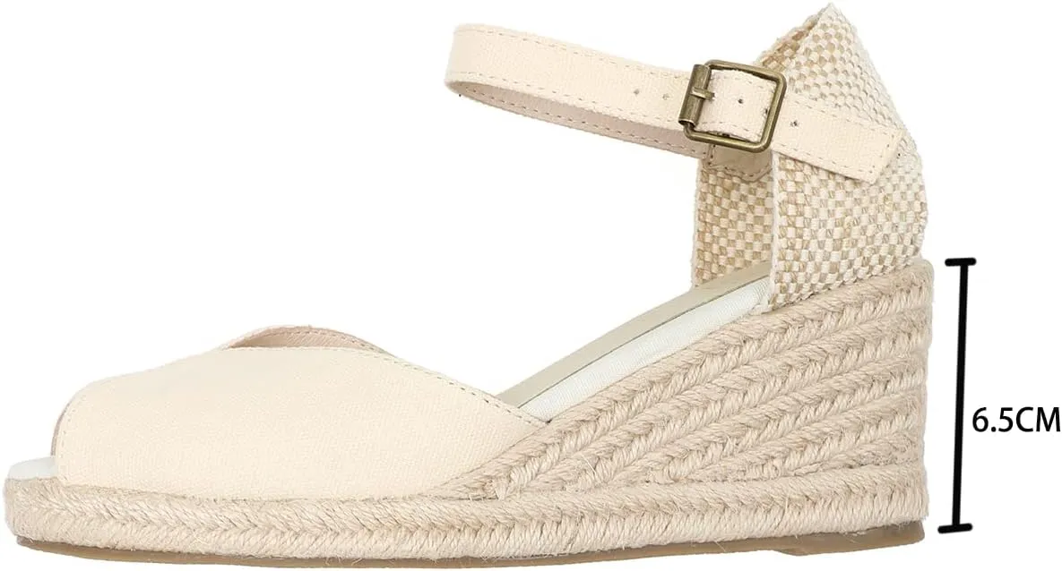 Women’s Platform Wedges Espadrilles, 3" Wedge, Soft Ankle-Tie Strap, Closed Toe, Classic Summer Sandals