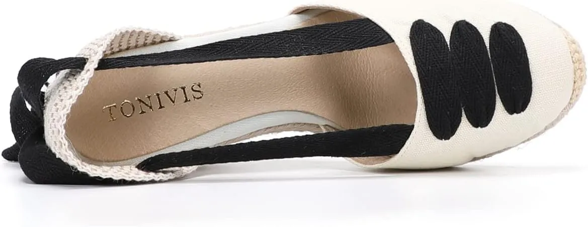 Women’s Platform Wedges Espadrilles, 3" Wedge, Soft Ankle-Tie Strap, Closed Toe, Classic Summer Sandals