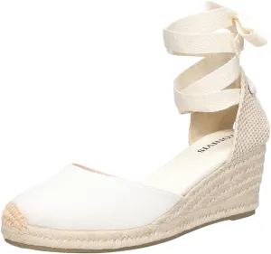 Women’s Platform Wedges Espadrilles, 3" Wedge, Soft Ankle-Tie Strap, Closed Toe, Classic Summer Sandals