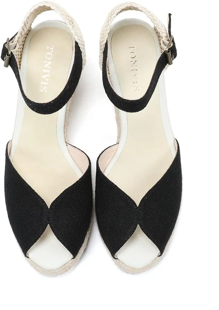 Women’s Platform Wedges Espadrilles, 3" Wedge, Soft Ankle-Tie Strap, Closed Toe, Classic Summer Sandals