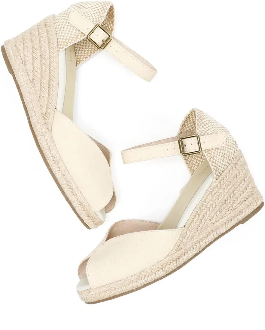 Women’s Platform Wedges Espadrilles, 3" Wedge, Soft Ankle-Tie Strap, Closed Toe, Classic Summer Sandals