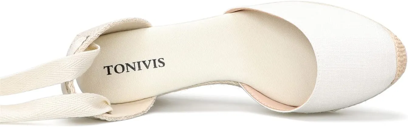 Women’s Platform Wedges Espadrilles, 3" Wedge, Soft Ankle-Tie Strap, Closed Toe, Classic Summer Sandals