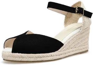 Women’s Platform Wedges Espadrilles, 3" Wedge, Soft Ankle-Tie Strap, Closed Toe, Classic Summer Sandals