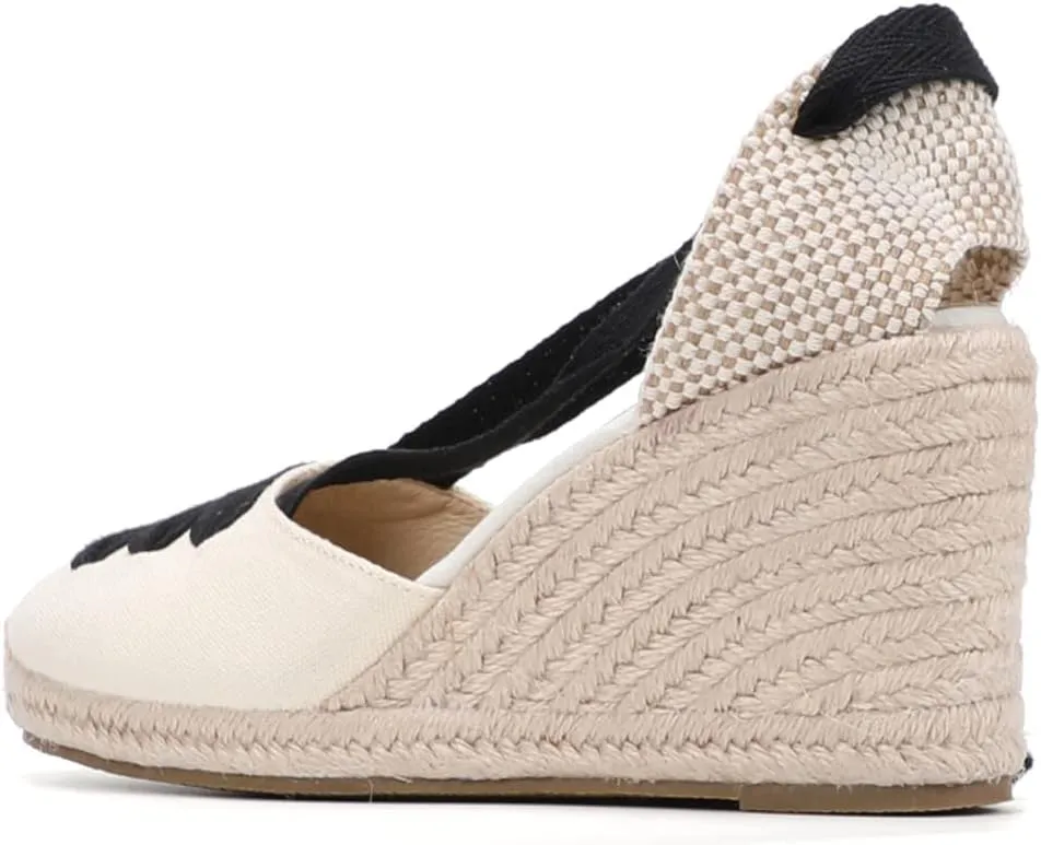 Women’s Platform Wedges Espadrilles, 3" Wedge, Soft Ankle-Tie Strap, Closed Toe, Classic Summer Sandals