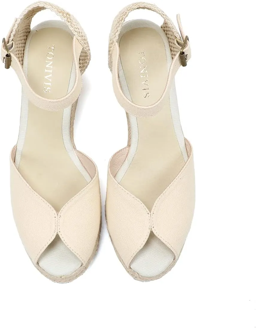 Women’s Platform Wedges Espadrilles, 3" Wedge, Soft Ankle-Tie Strap, Closed Toe, Classic Summer Sandals