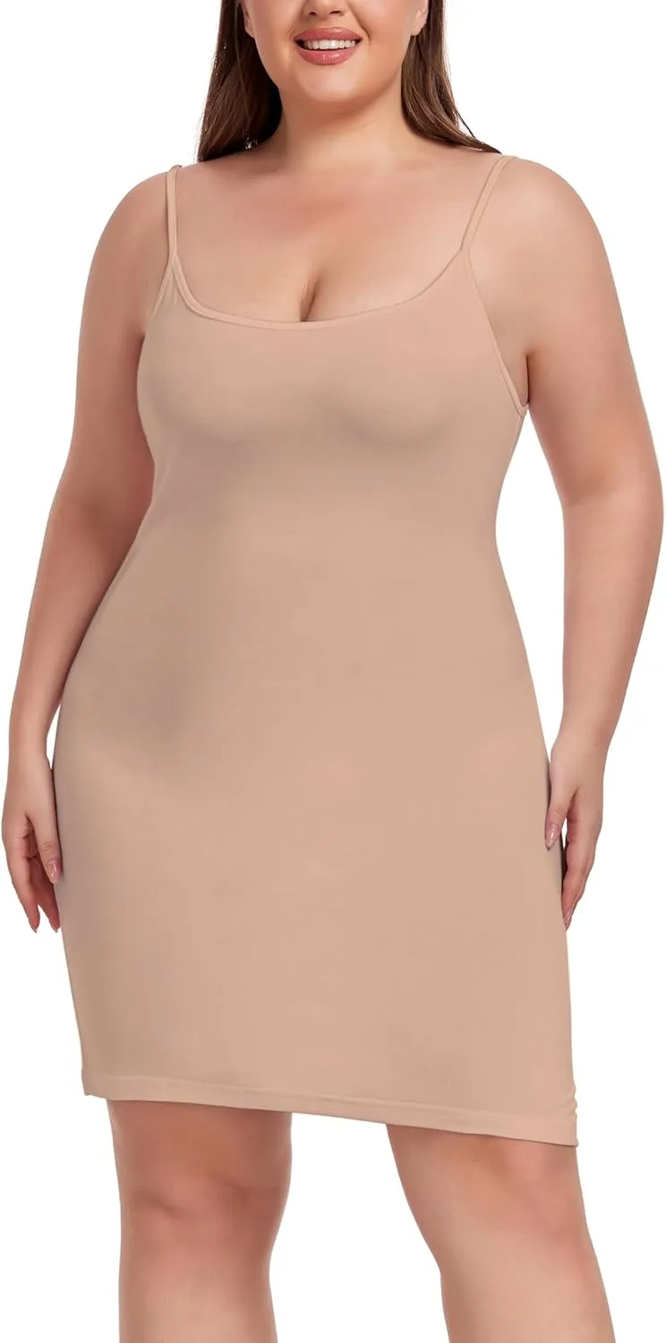 Women's Plus Size Full Slip for Under Dresses Adjustable Spaghetti Strap Cami Nightgown
