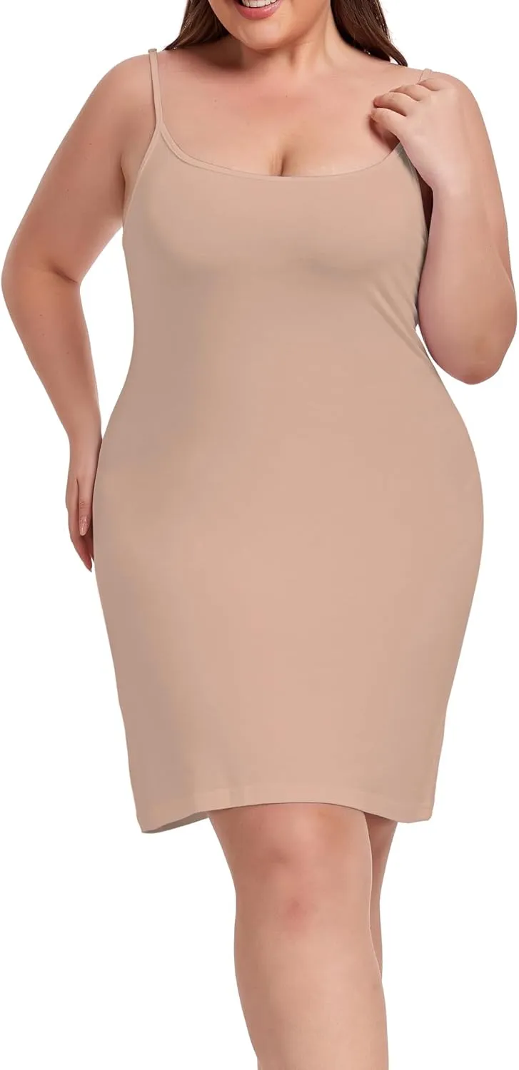 Women's Plus Size Full Slip for Under Dresses Adjustable Spaghetti Strap Cami Nightgown