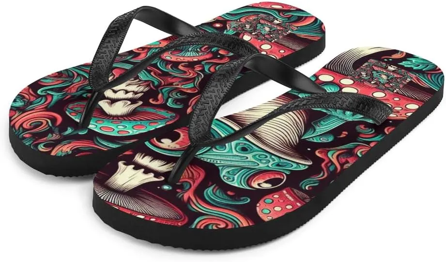 Women's Psychedelic Hypnotic Frog Print Luxe Flip-Flops For Beach or Pool
