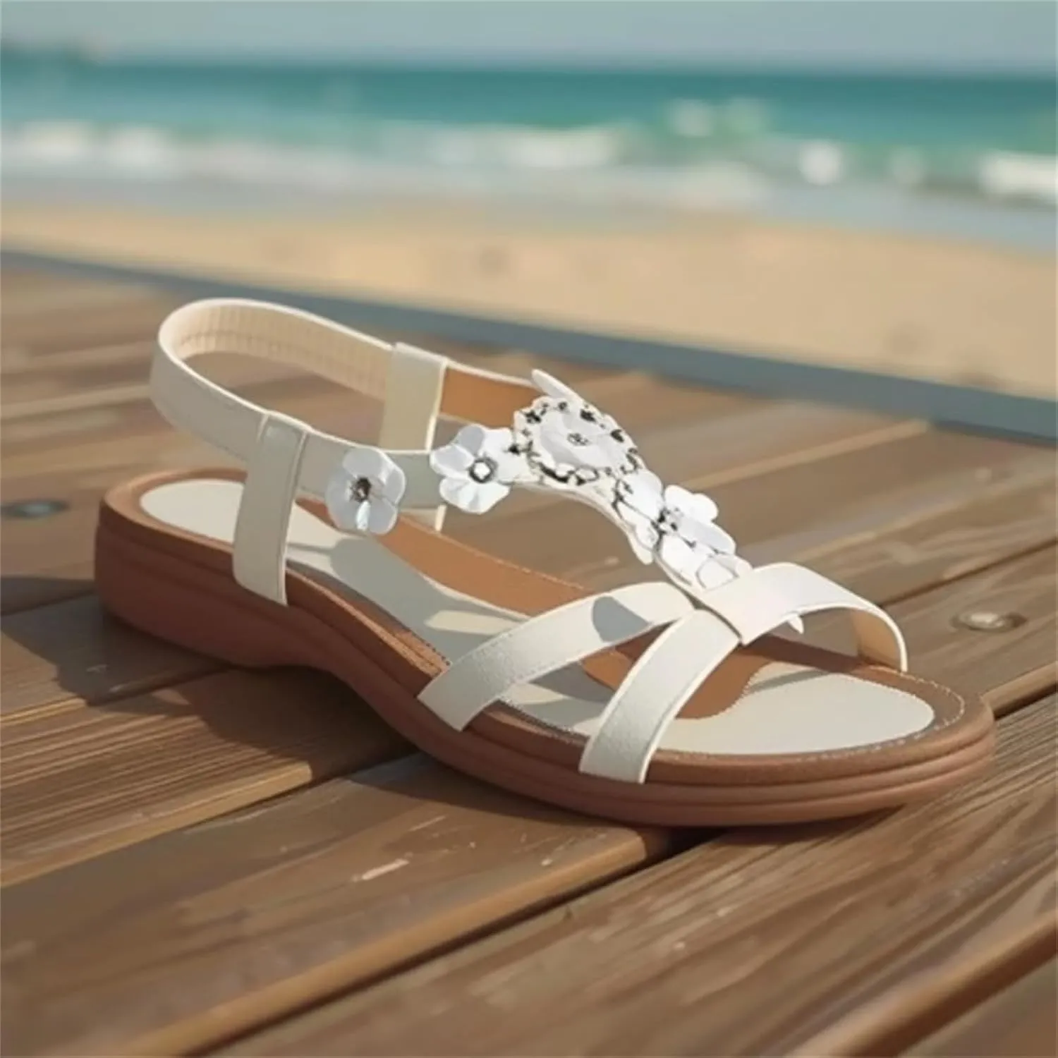 Womens Sandals Arch Support Summer Beach Sandals Comfort Walking Shoes Bohemian Flip Flops Sandals for Women