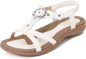 Womens Sandals Arch Support Summer Beach Sandals Comfort Walking Shoes Bohemian Flip Flops Sandals for Women