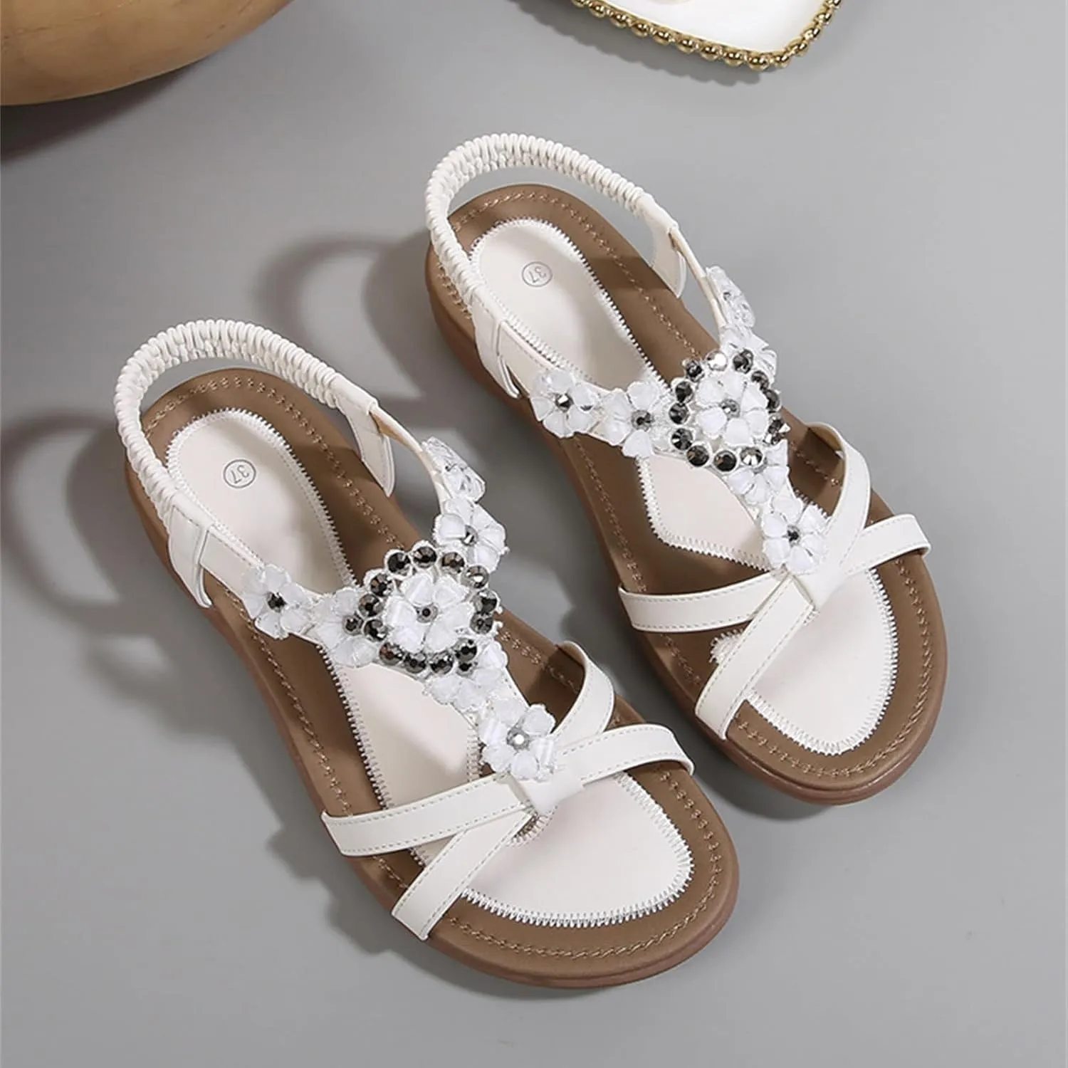 Womens Sandals Arch Support Summer Beach Sandals Comfort Walking Shoes Bohemian Flip Flops Sandals for Women