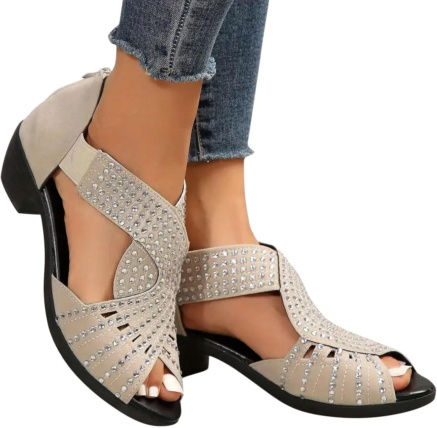 Womens Sandals Bachata Performance Dance Shoes Summer Sparkly Bling Bohemian Sandal Beach Sandals Orthopedic Sandal