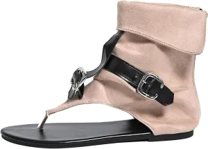 Women's Sandals Denim Bohemian Roman Sandals Clip Toe T-Strap Back Zip Sandals Casual High Top Walking Shoes