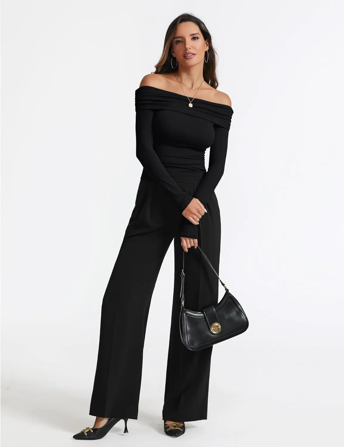Women's Sexy Off Shoulder Tops Dressy Casual Slim Fit Long Sleeves Spring Fall Blouse Going Out Nightout Shirt