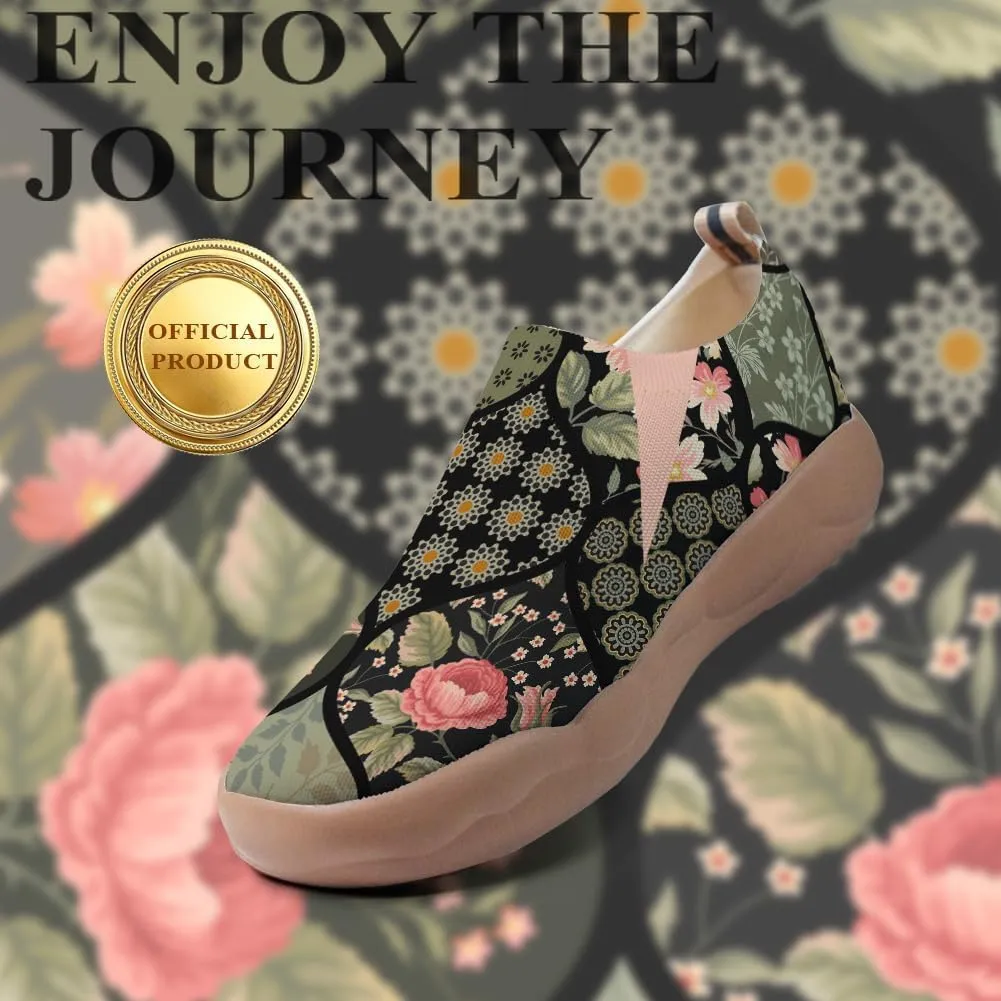 Women's Slip-On Loafers Painted Travel Shoes Walking Breathable Knit Mesh Ladies Fashion Art Sneaker