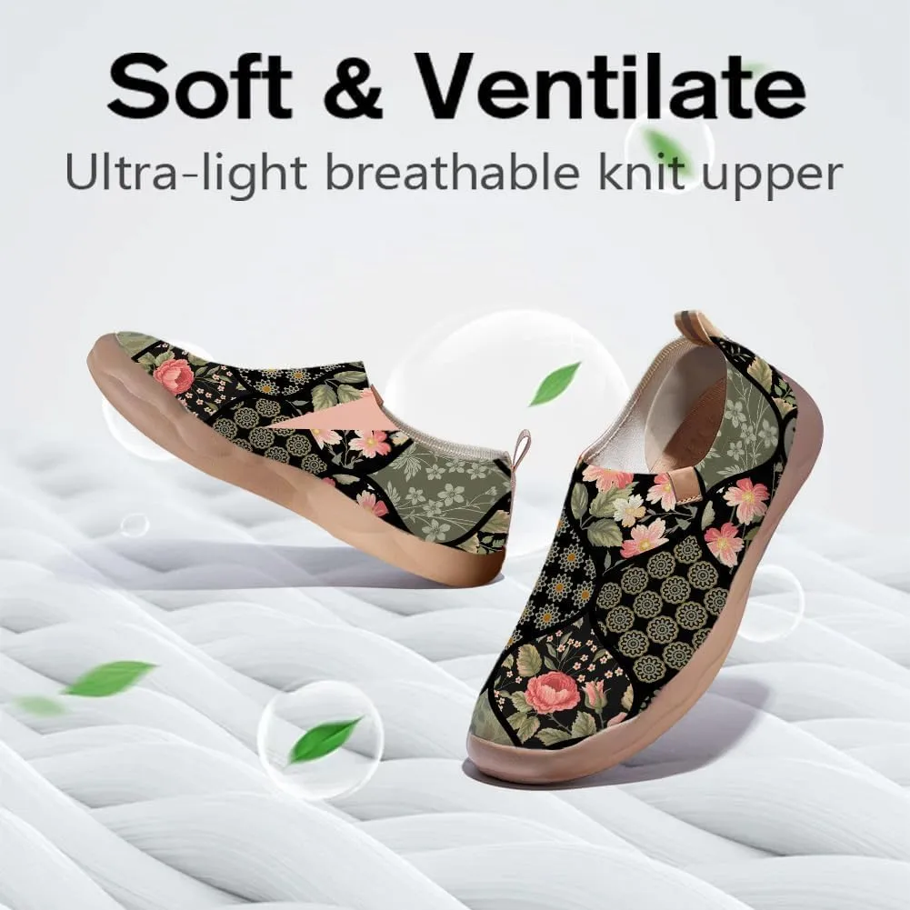 Women's Slip-On Loafers Painted Travel Shoes Walking Breathable Knit Mesh Ladies Fashion Art Sneaker