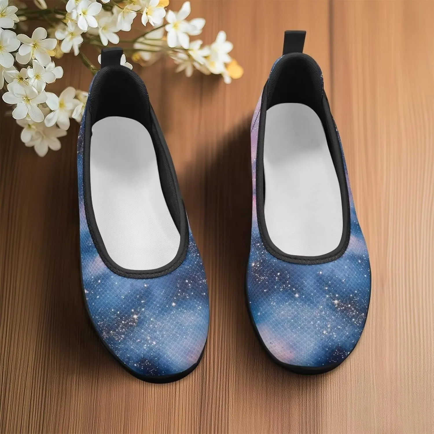 Women's Slip-On Walking Shoes Stylish Floral Casual Loafers Lightweight Comfortable Travel Footwear SizeUS 6-11 Black Sole