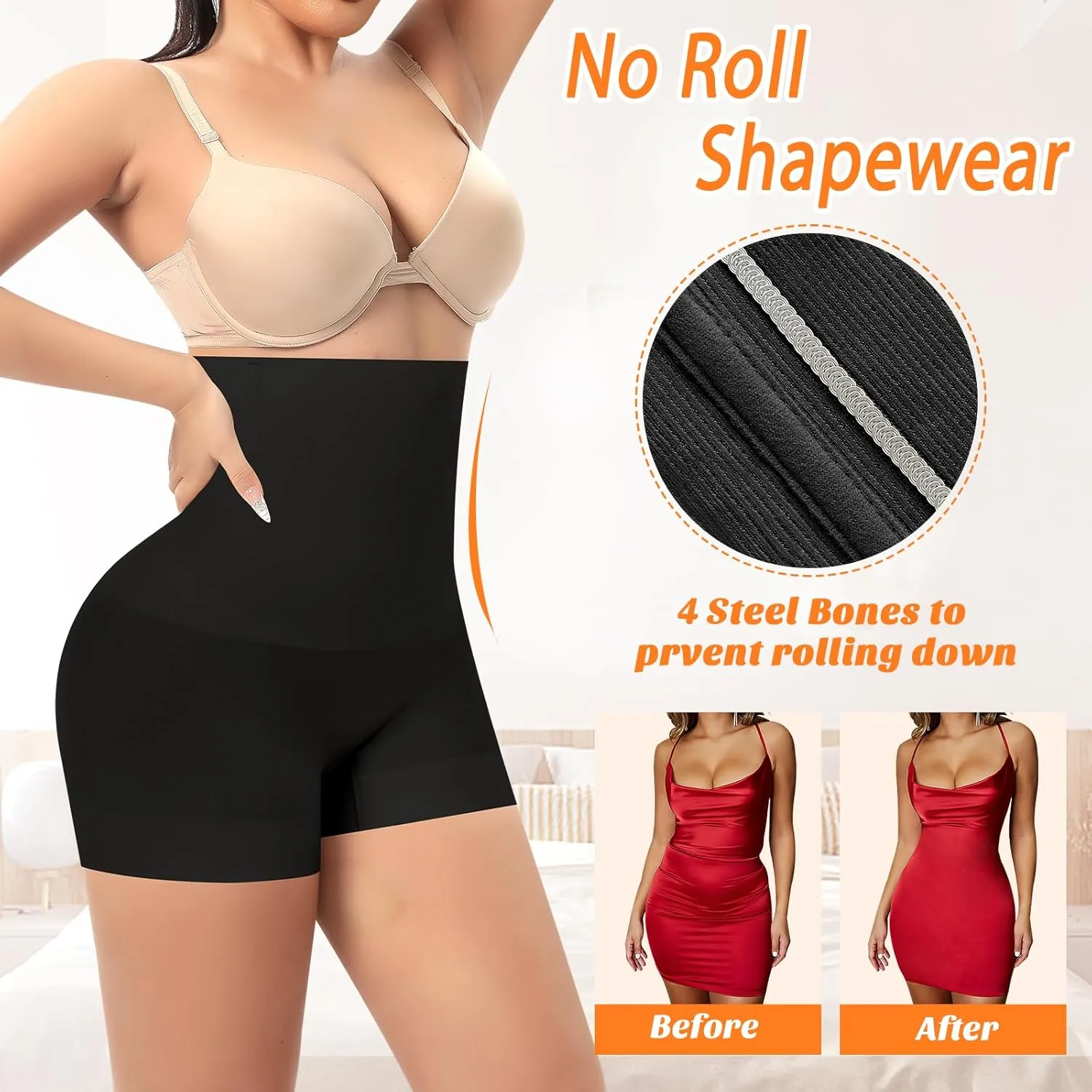 Womens Slip Shorts for Under Dress Seamless Shapewear Boyshorts Tummy Control Panties Shaping Shorts