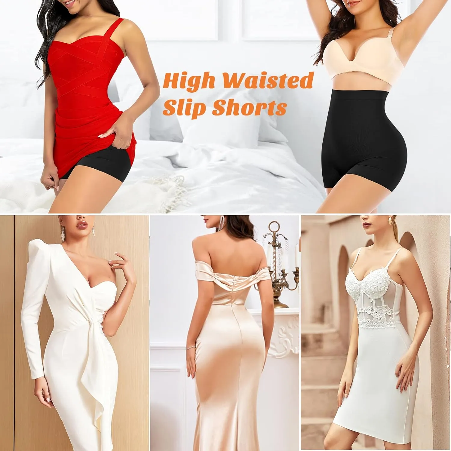 Womens Slip Shorts for Under Dress Seamless Shapewear Boyshorts Tummy Control Panties Shaping Shorts