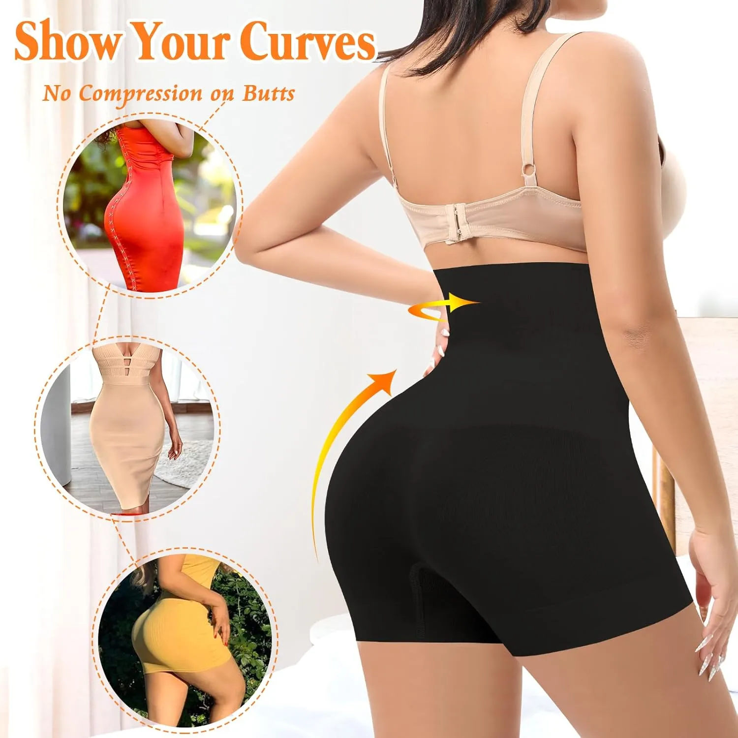 Womens Slip Shorts for Under Dress Seamless Shapewear Boyshorts Tummy Control Panties Shaping Shorts