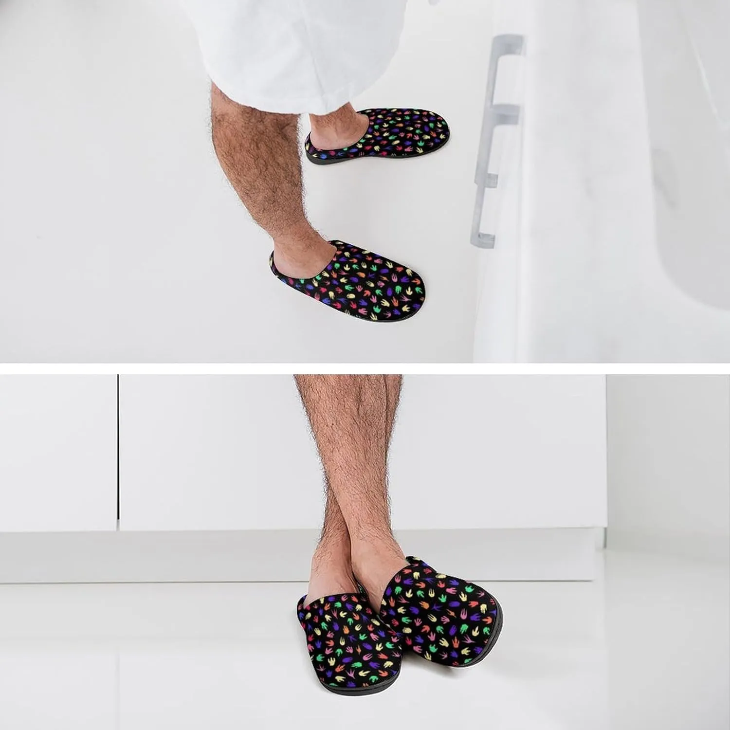 Womens Slippers Comfy Bedroom Slip-On Shoes Men's Halloween Slippers Warm Cotton House Slippers Memory Foam Slippers