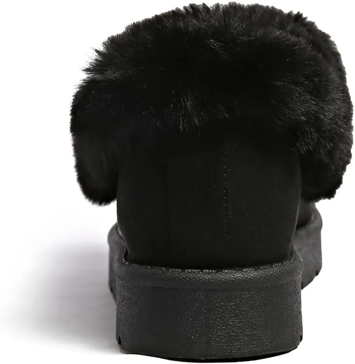 Women’s Slippers Platform Mini Boots for Suede Leather Slip-on Fluffy Warm Comfy
