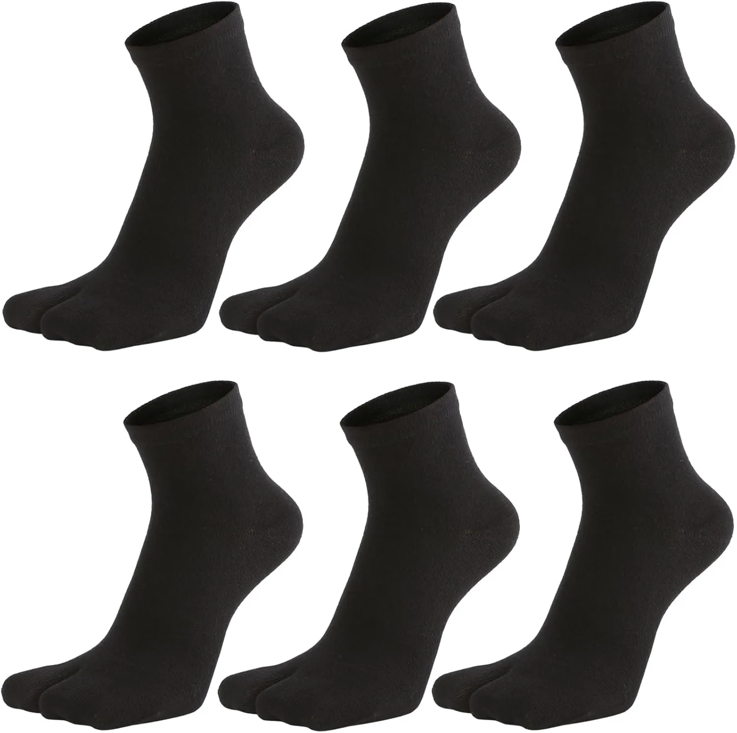 Women's Solid 2 Toe Flip Flop Tabi Socks Geta Ankle Cotton 5/6 Pairs