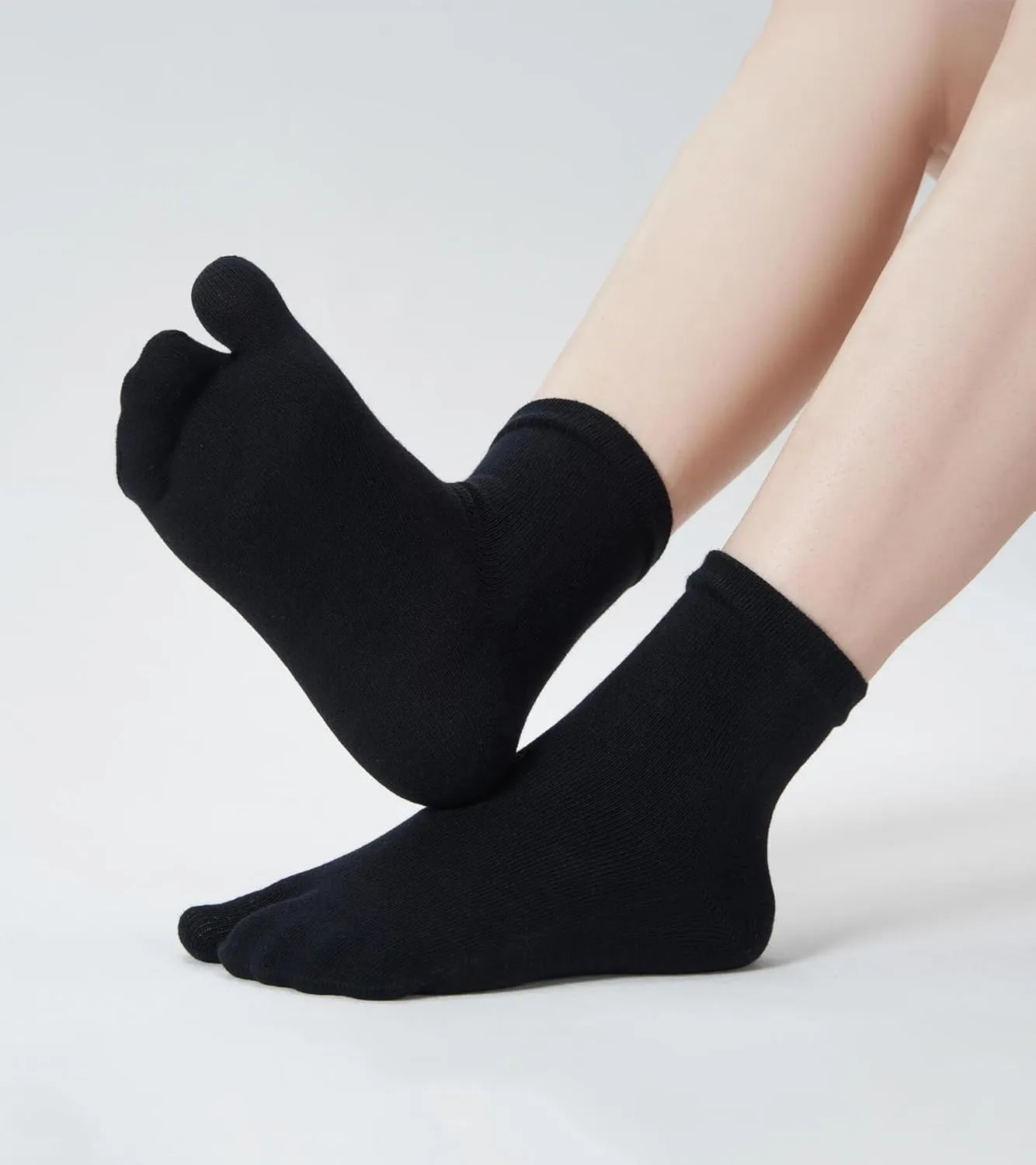 Women's Solid 2 Toe Flip Flop Tabi Socks Geta Ankle Cotton 5/6 Pairs
