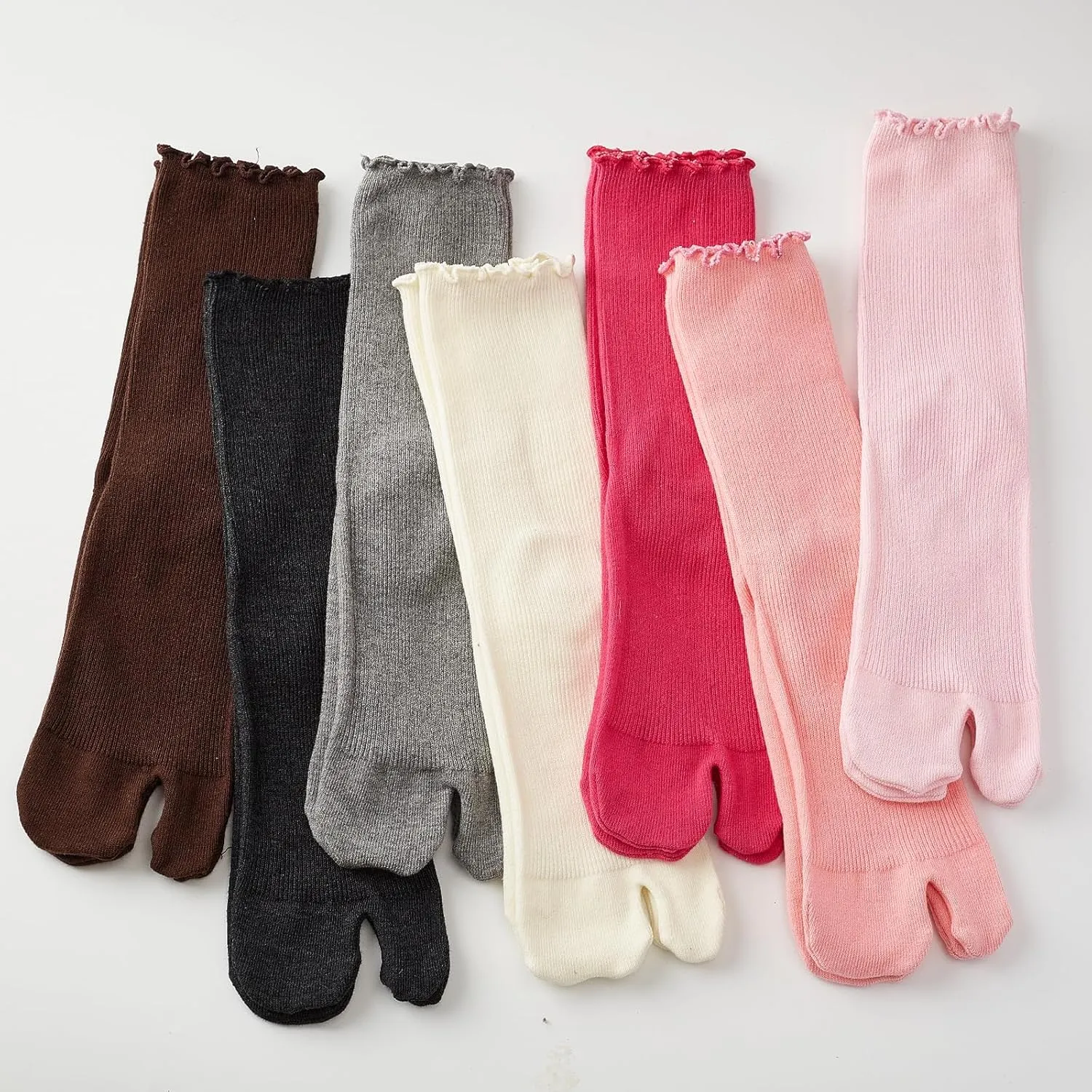 Women's Tabi 2 Toe Ruffle Frilly Flip Flop Socks Pack of 3