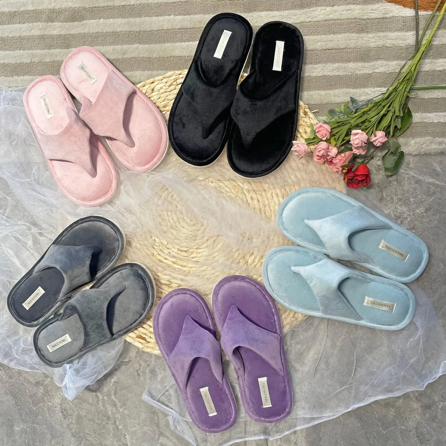 Women’s Thong Slippers with Memory Foam for Women Open Toe Slip on