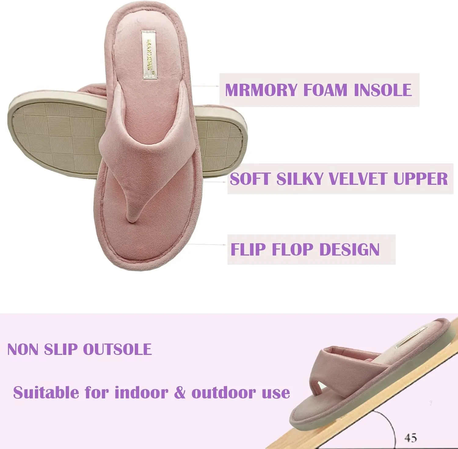 Women’s Thong Slippers with Memory Foam for Women Open Toe Slip on