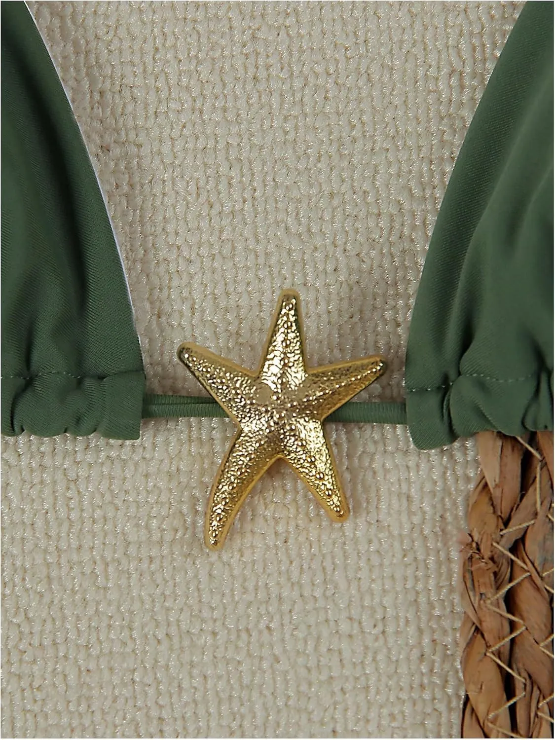 Women's Two Piece Bikini Set Star Decor Halter Triangle Swimsuit Tie Side Bathing Suit Beachwear