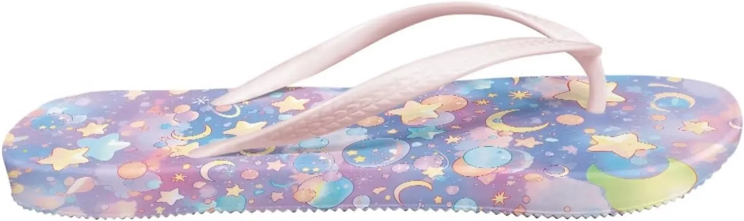 Womens Walking Thong Sandals Stylish Print Non Slip Lightweight Flip Flops with Comfortable Cushion Sole Pink Strap