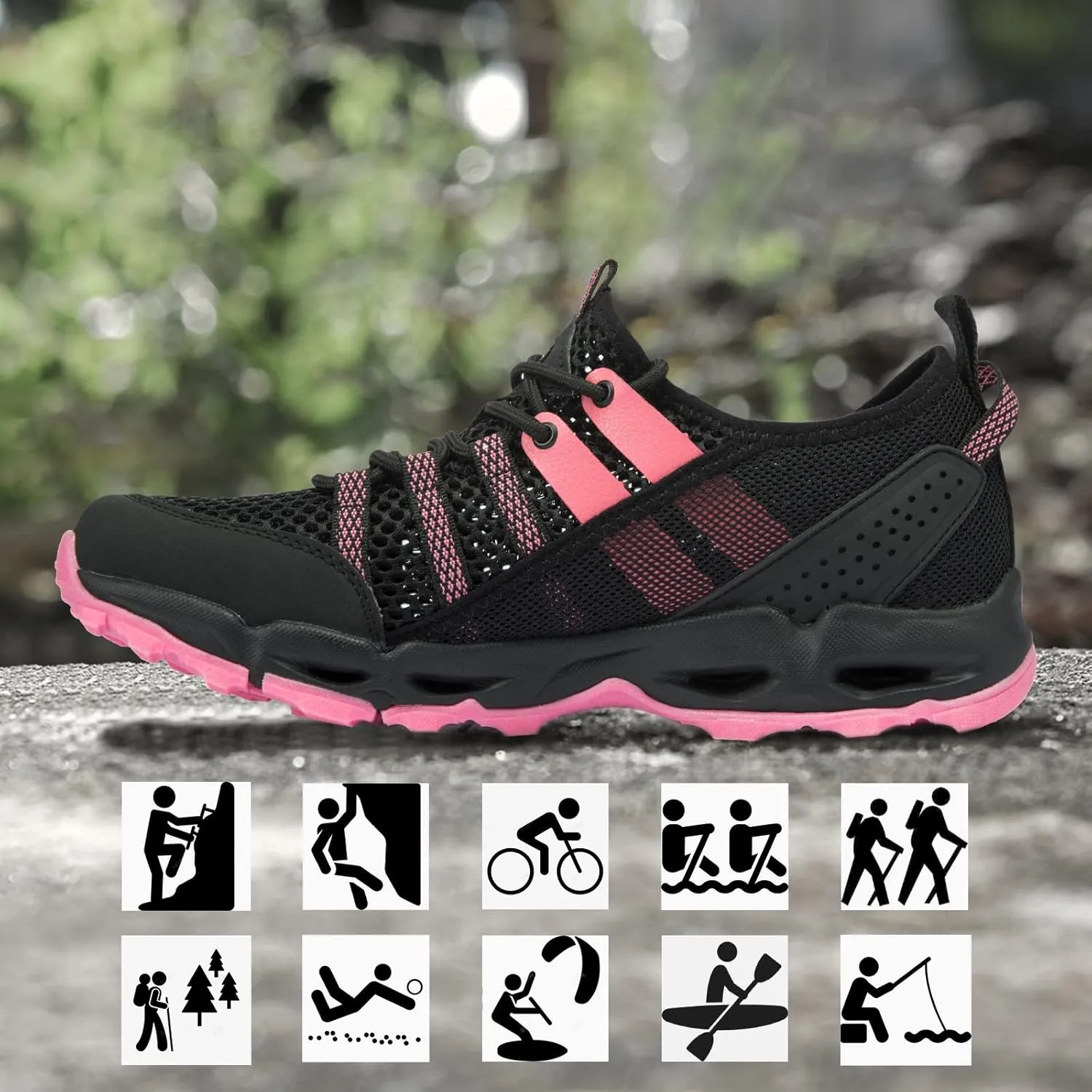 Womens Water Hiking Shoes Light Travel Quick Dry Mesh Outdoor Non-Slip Sneakers Aqua Shoes