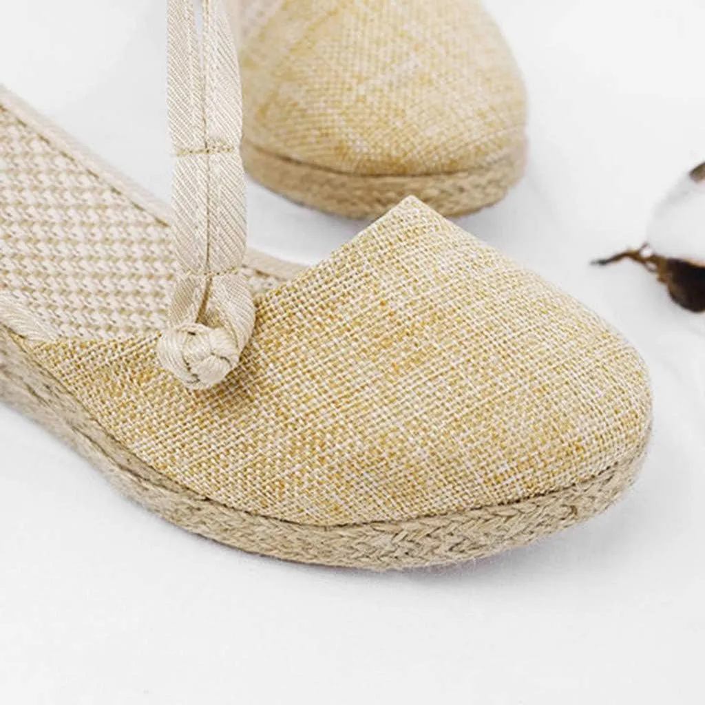 Womens Wedge Platform Espadrille Ankle Strap Clip Toe Summer Casual Sandals Boho Beach Shoes Flip Flops