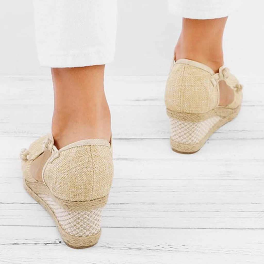 Womens Wedge Platform Espadrille Ankle Strap Clip Toe Summer Casual Sandals Boho Beach Shoes Flip Flops