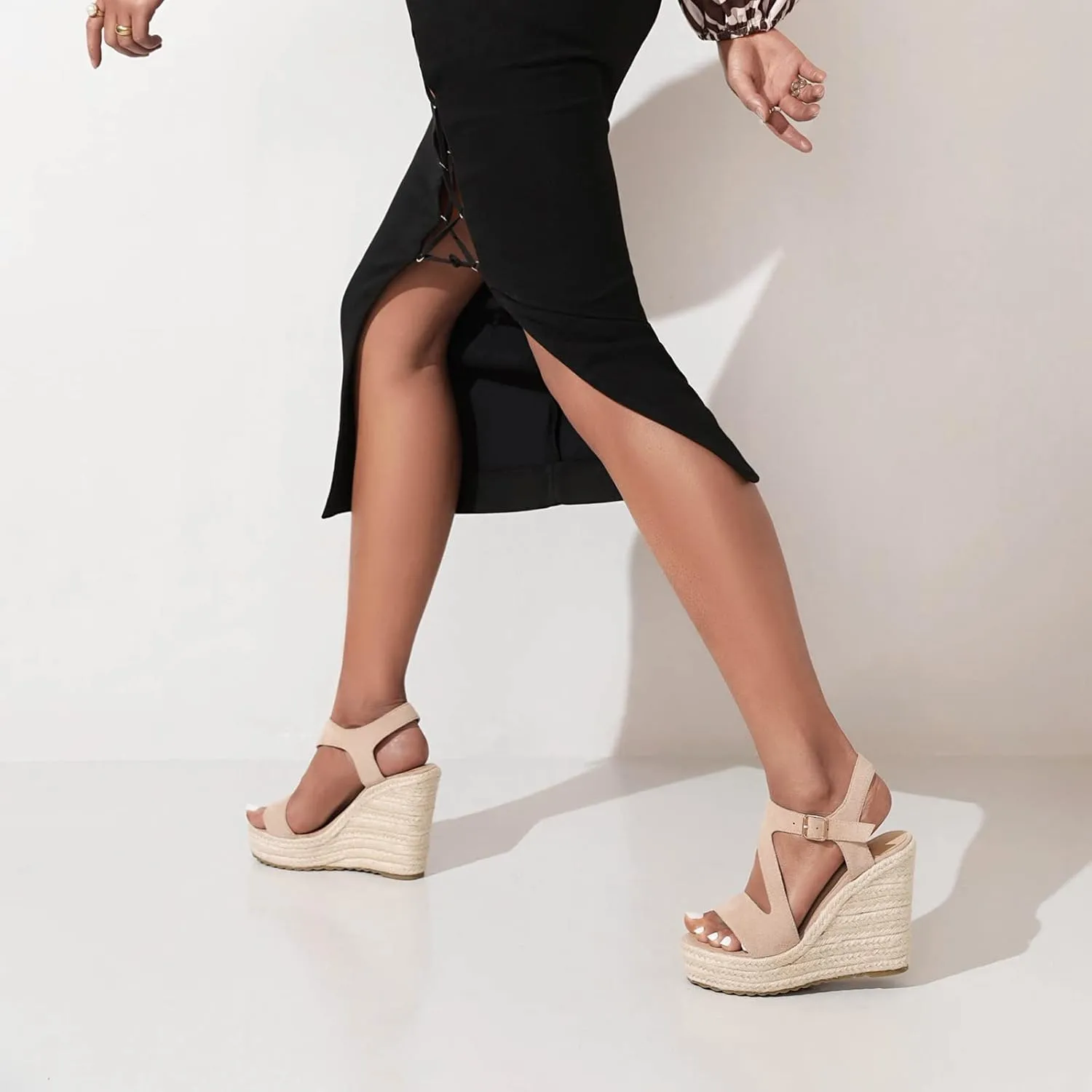Women's Wedge Sandals, Espadrille Platform Summer Sandals, Wedge Ankle Strap Open Toe Sandals