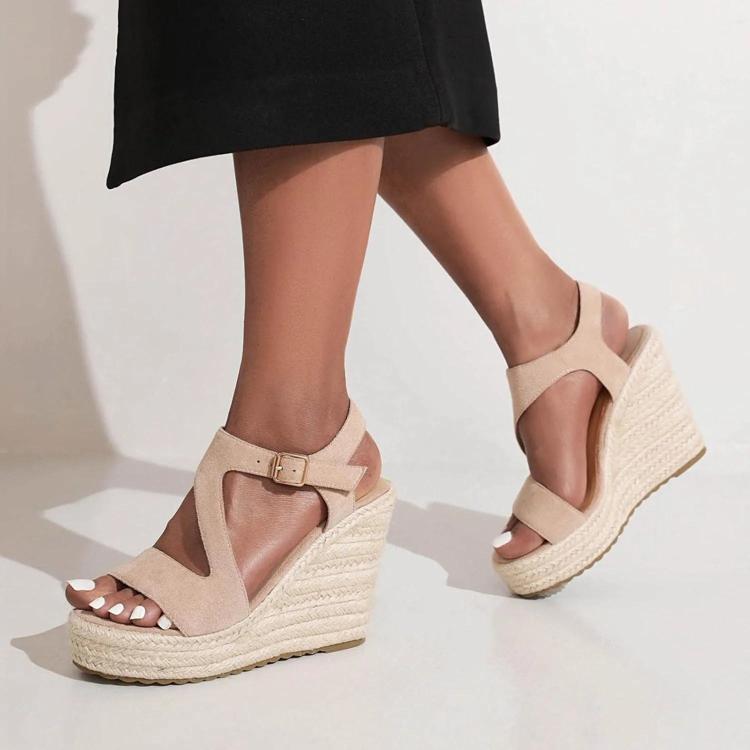 Women's Wedge Sandals, Espadrille Platform Summer Sandals, Wedge Ankle Strap Open Toe Sandals